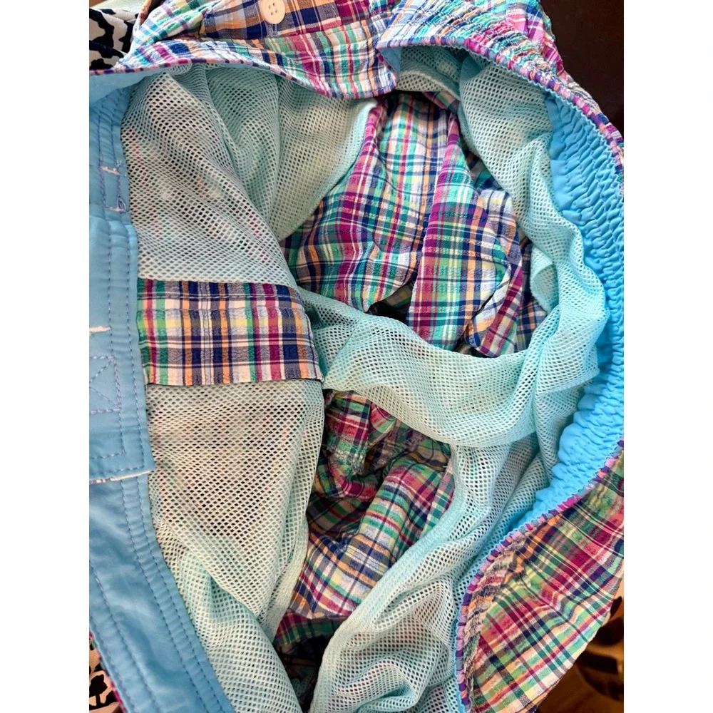 Tommy Bahama Mens XXL Plaid Seersucker Swim Trunks Board Shorts Multicolor 6in
